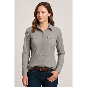 KÜHL Women’s Long Sleeve Performance Button Down Shirt Gray Stretch Hiking Small